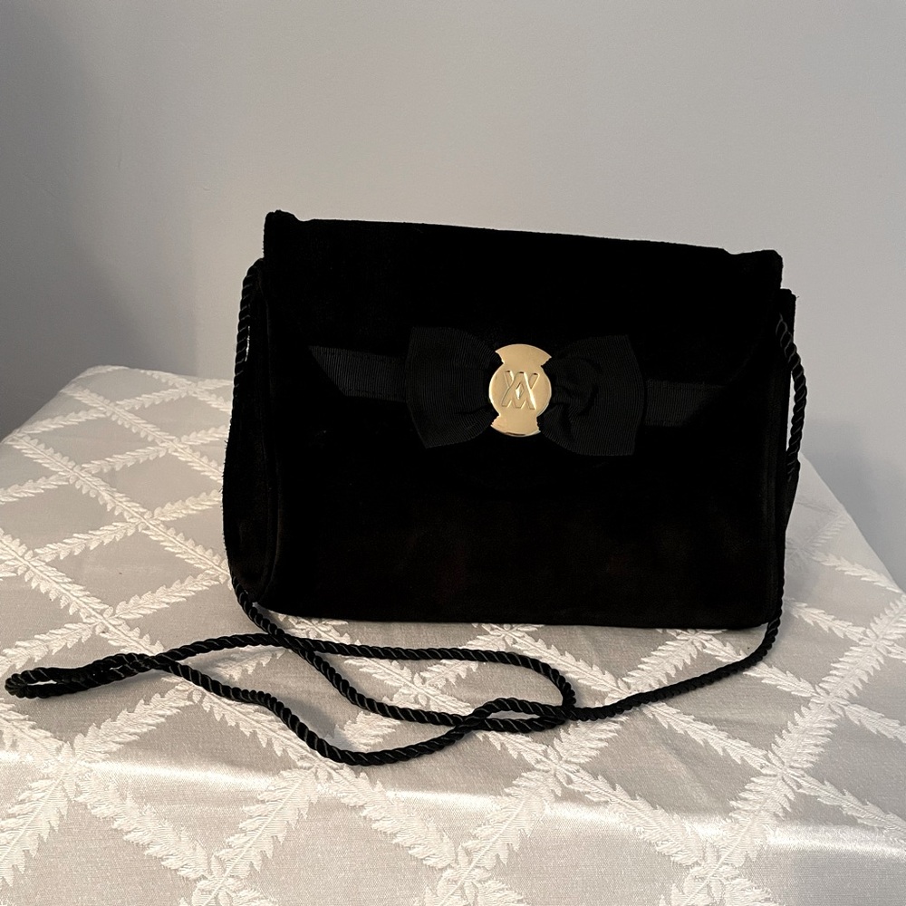 Adrienne Vittadini black suede evening bag